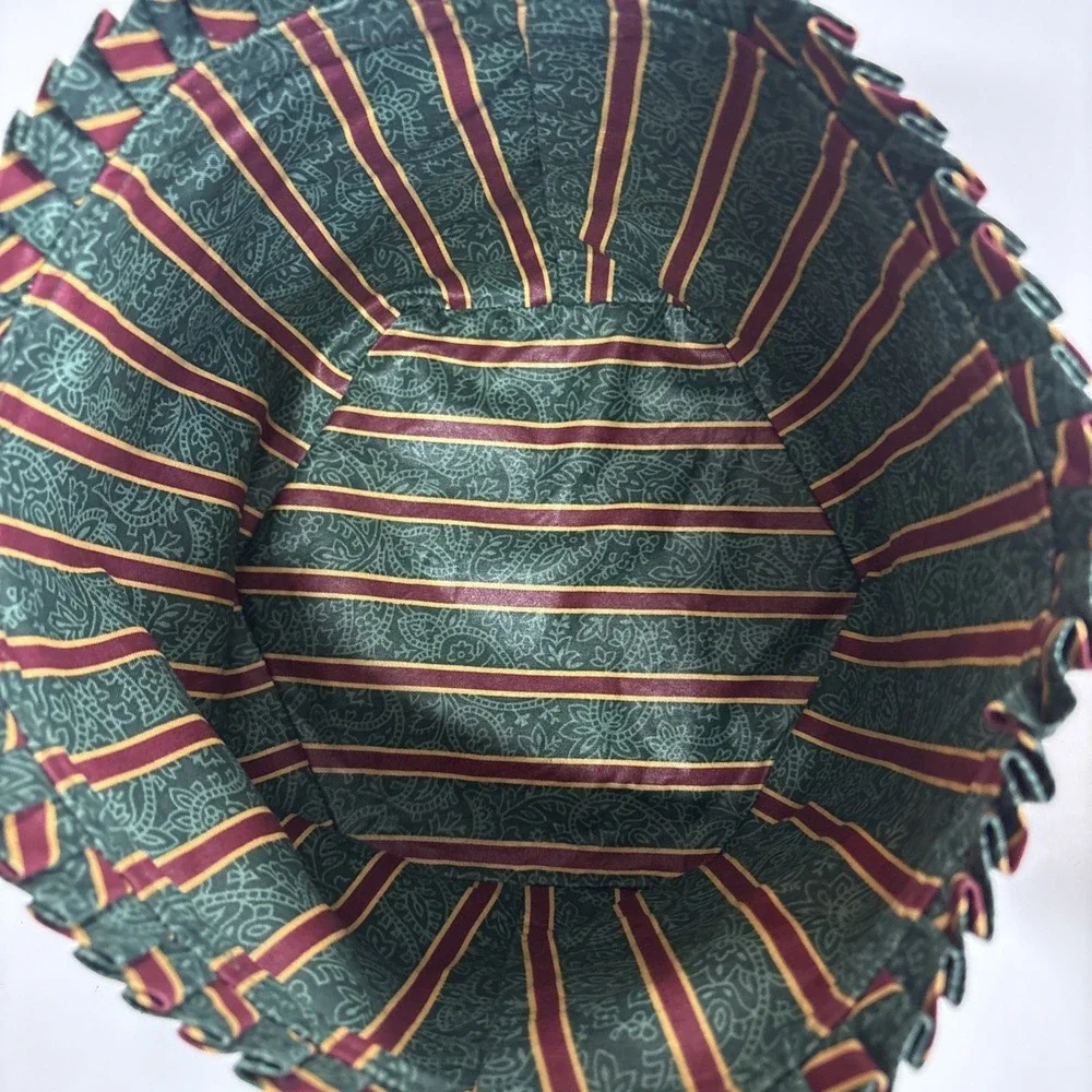 Longaberger darning basket liner. Emerald green red stripe PLUS 2 Liners 6.5x9